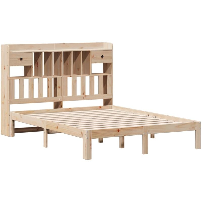 Lit bibliothèque sans matelas 140x200 cm bois massif de pin Vidaxl