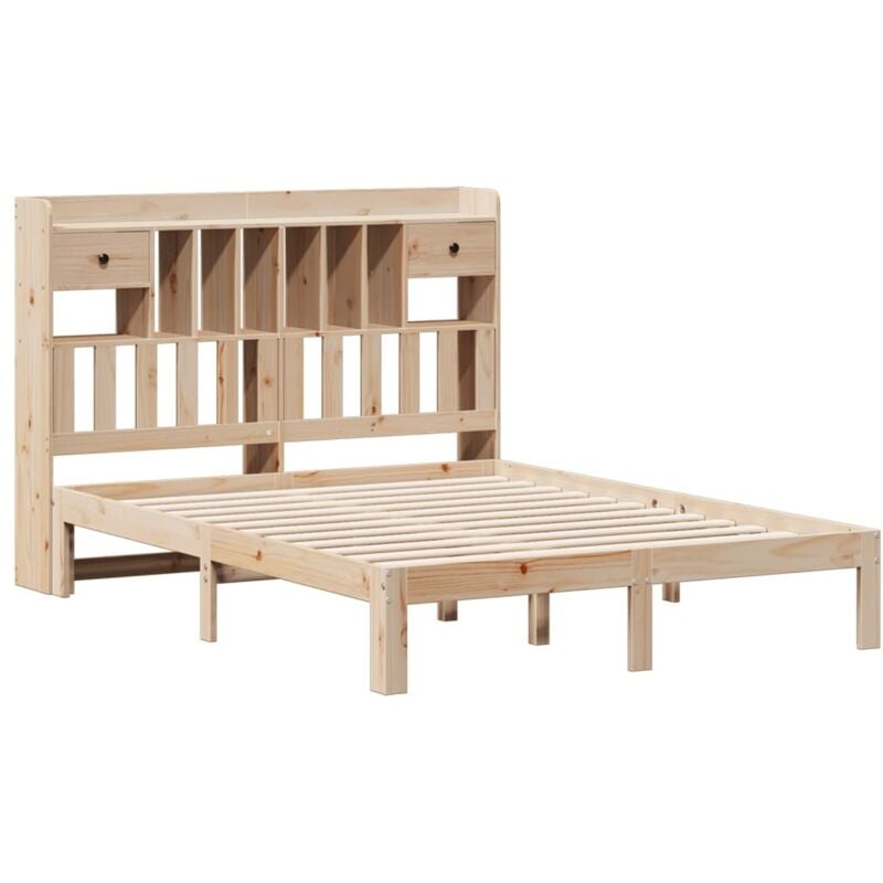 Lit bibliothèque sans matelas 140x190 cm bois de pin massif Vidaxl