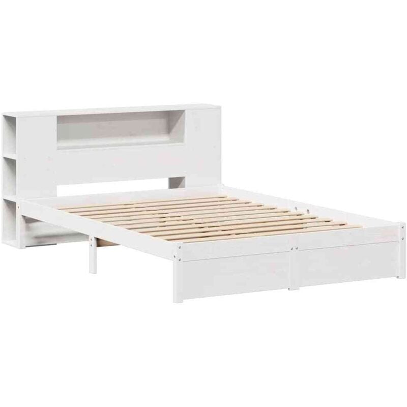 Lit bibliothèque sans matelas blanc 160x200 cm bois pin massif vidaXL