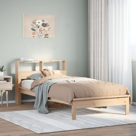 Lit bibliothèque sans matelas-Lit Adulte avec rangements 90x190 cm bois de pin massif 682915
