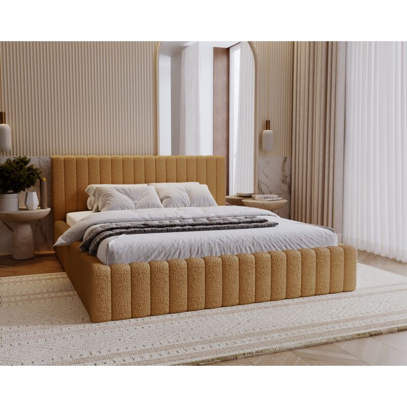 Emporius - Lit double 200x200 Billo - Lit avec sommier, tête de lit - lit adulte - Orange (Anthology 10)