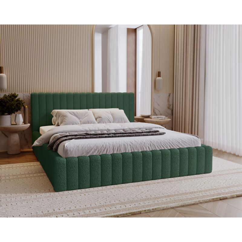 Emporius - Lit double 160x200 Billo - Lit avec sommier, tête de lit - lit adulte - Vert (Anthology 13)