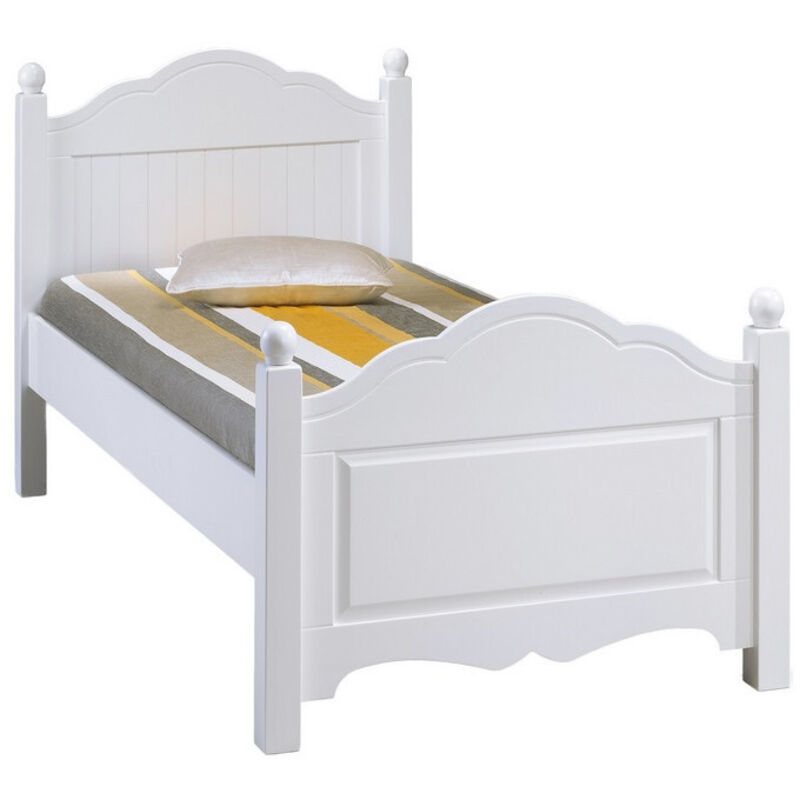 Lit Blanc 1 Place pour couchage 90 x 190 cm style Anglais L 99 H 100 P 198 cm
