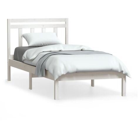 Lit Blanc Bois de pin massif 100x200 4