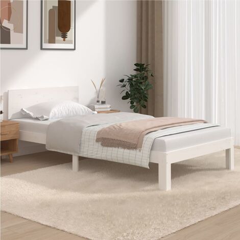 Lit Blanc Bois de pin massif 100x200 6