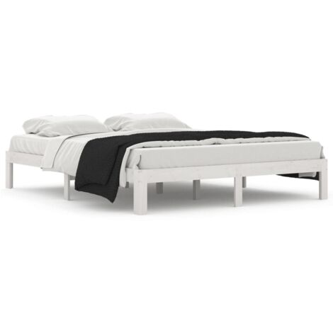 Lit Blanc Bois de pin massif 160x200 8