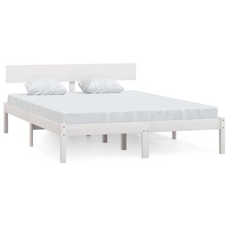Lit Blanc Bois de pin massif 160x200