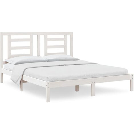 Lit Blanc Bois de pin massif 160x200