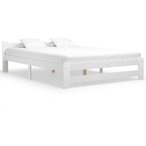 Lit Blanc Bois de pin massif 180x200 2