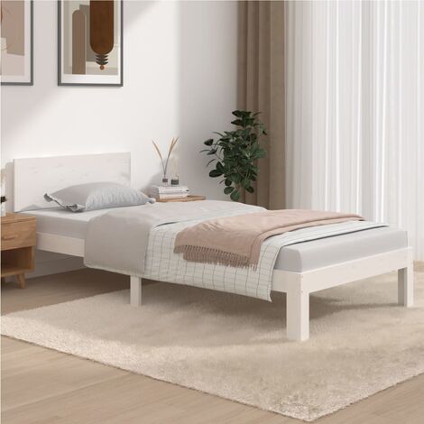Lit Blanc Bois de pin massif 90x200 7