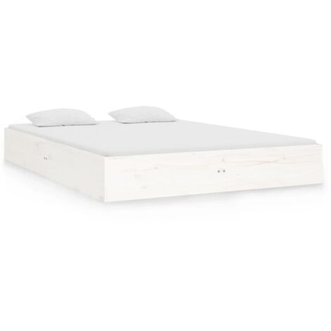 Lit blanc bois massif 140x190