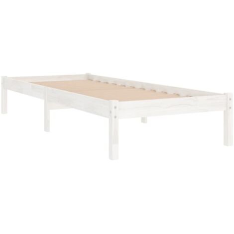 Lit Blanc Bois massif 90x190 Simple 9