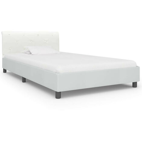 Lit Blanc Similicuir 100x200