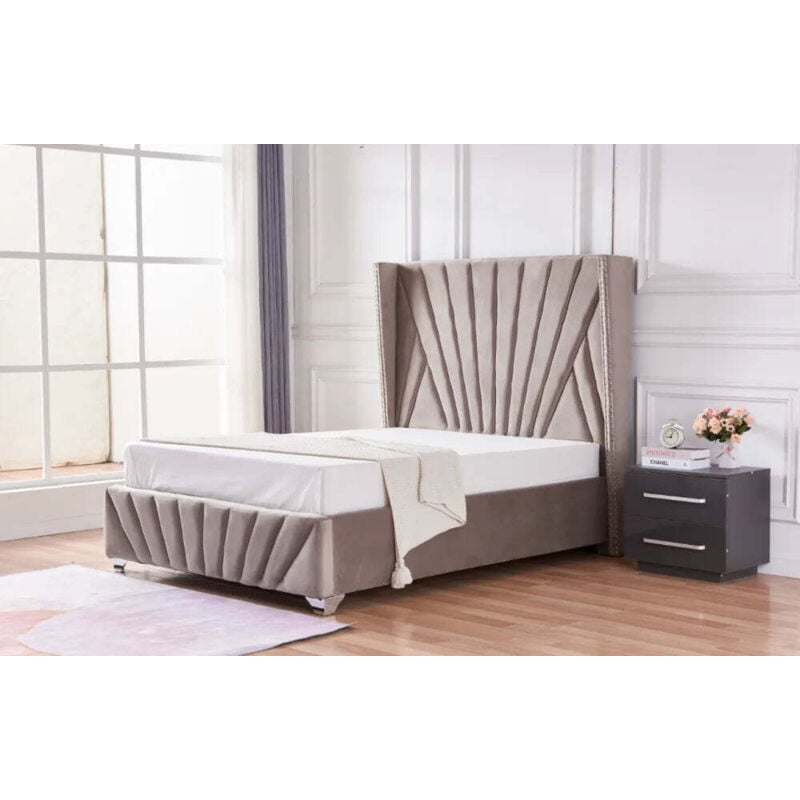 Lit king 180x200 cm bonifacio Velours beige