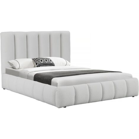 Lit bouclette avec coffre "Annie" - 140 x 190 cm - Blanc