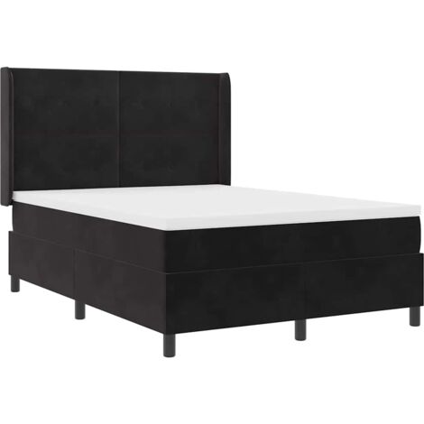 Lit Box Spring vidaXL avec Matelas Noir 160x200 cm Velours