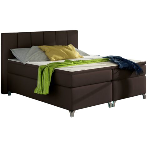 Lit boxspring 160x200 simili cuir marron Balfor