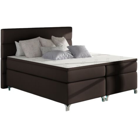Lit boxspring 160x200 simili cuir marron Mador