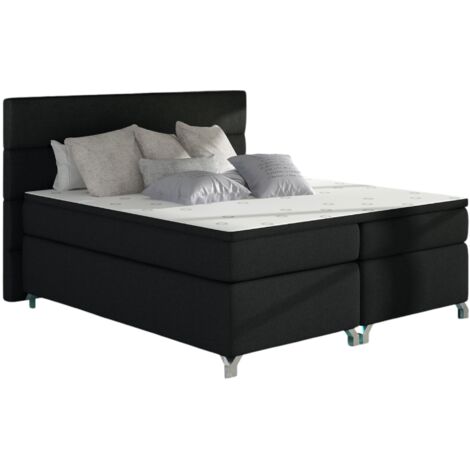 Lit boxspring 160x200 tissu noir Mador