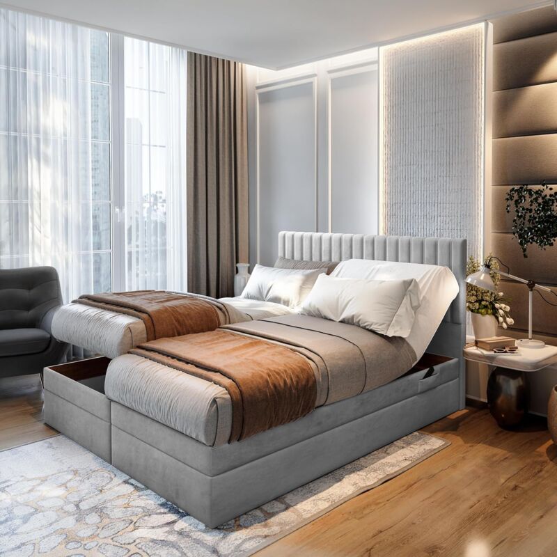 Trada - Lit boxspring 180x200 cm adèle Ensemble relaxation électrique