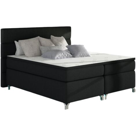 Lit boxspring 180x200 tissu noir Mador