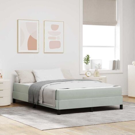 Lit boxspring avec matelas-Lit à ressorts-Sommier à ressorts de lit Gris clair 160 x 200 cm Velours 431251