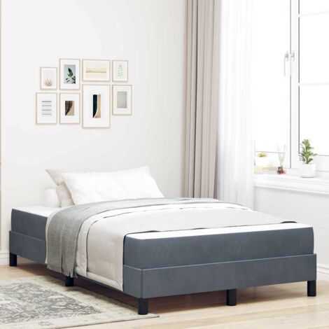 Lit boxspring avec matelas-Lit à ressorts-Sommier à ressorts de lit Gris foncé 120 x 190 cm Velours 528757