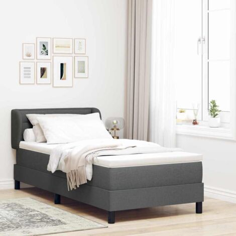 Lit boxspring avec matelas-Lit à ressorts-Sommier à ressorts de lit Gris foncé 90 x 190 cm tissu 178611