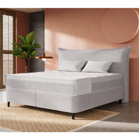Lit boxspring coffre complet 160cm + matelas + surmatelas NUAGE