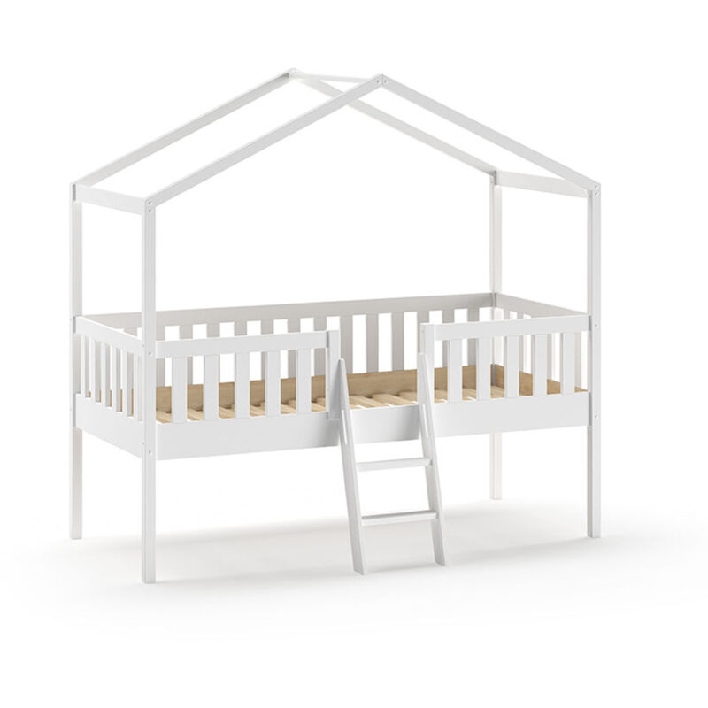 Petits-meubles - Lit cabane 90x200 sommier inclus Vipack Dallas Blanc