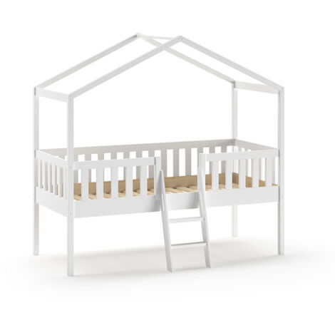 Lit cabane 90x200 sommier inclus Vipack Dallas Blanc