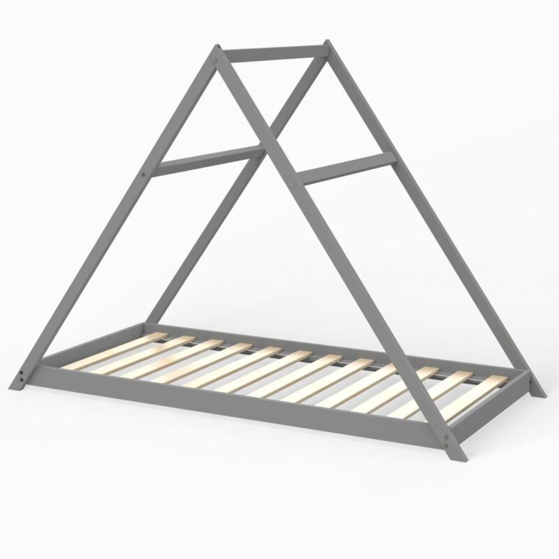 Le Quai Des Affaires - Lit cabane apache 90x190 + 1 sommier / Gris/ 208x100x148