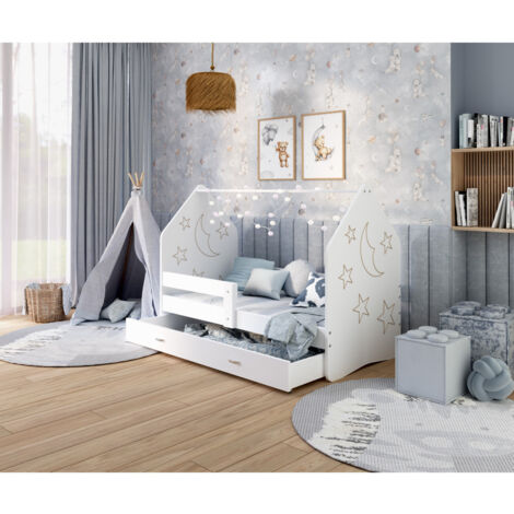 Lit Cabane DAILY FREZ 80x160 Blanc - lune