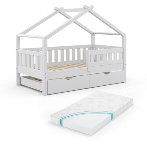 Lit pour enfant „Design“ 160x80cm Naturel avec lit d'appoint VitaliSpa