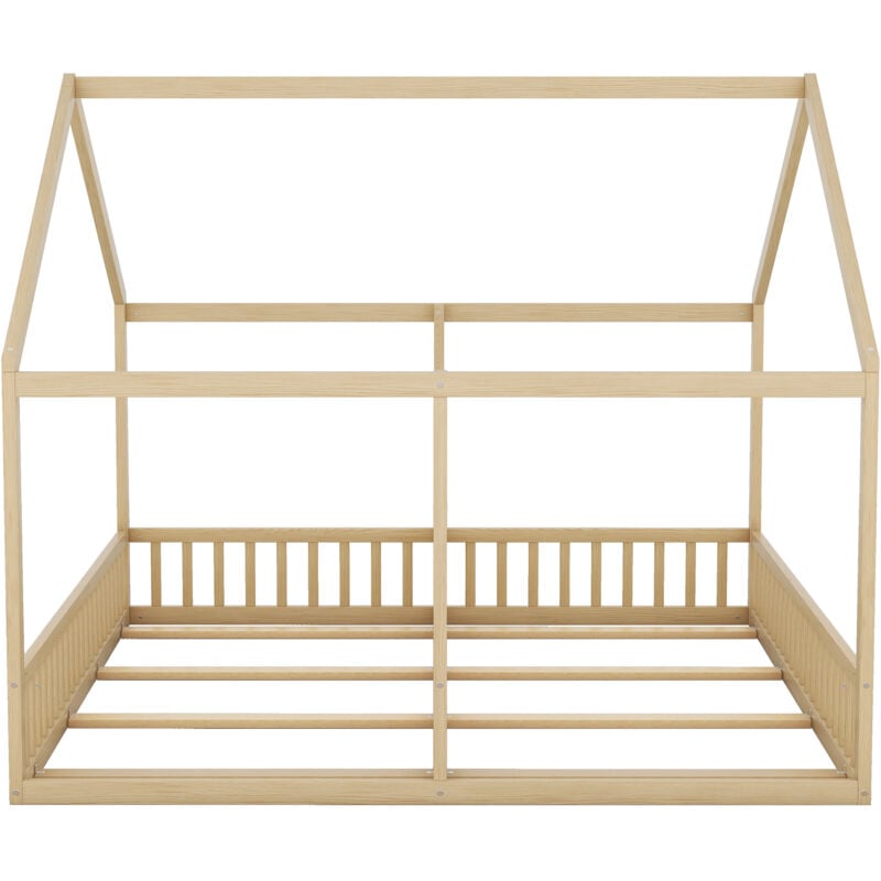 Liberté - Lit cabane double pour enfants en bois de pin 90x200, bois