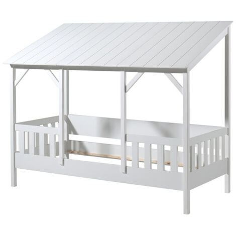 Lit Cabane Enfant en Bois "Housebed III" 90x200cm Blanc