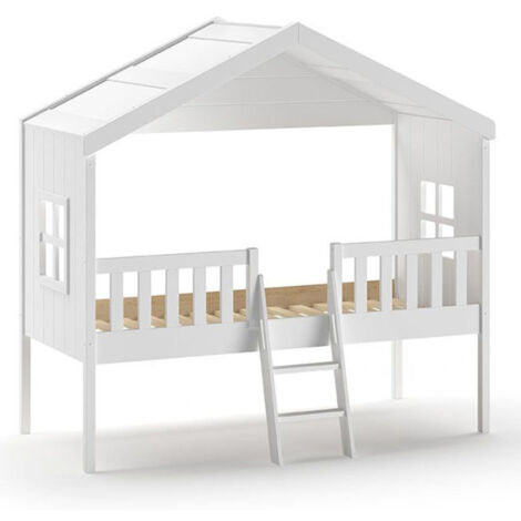 Lit Cabane Enfant "Housebed" 90x200cm Blanc