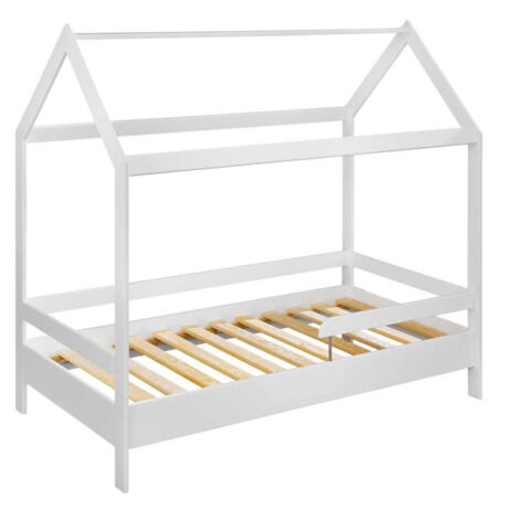 Lit Cabane Enfant "Tymmi House" 80x160cm Blanc Mat