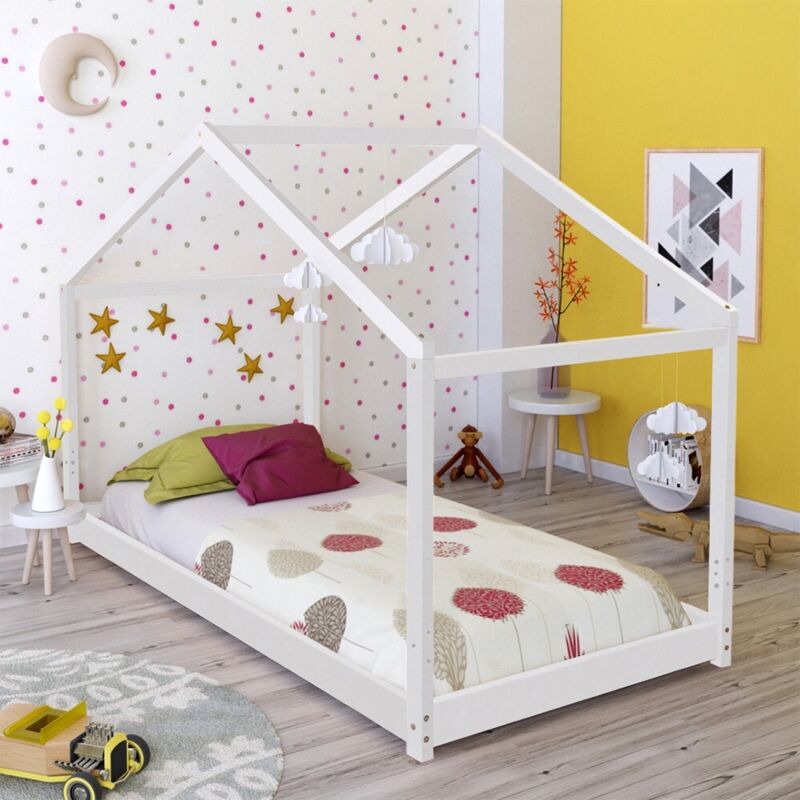 Le Quai Des Affaires - Lit cabane koala 90x190 + 1 sommier / Blanc/ 199x95x150