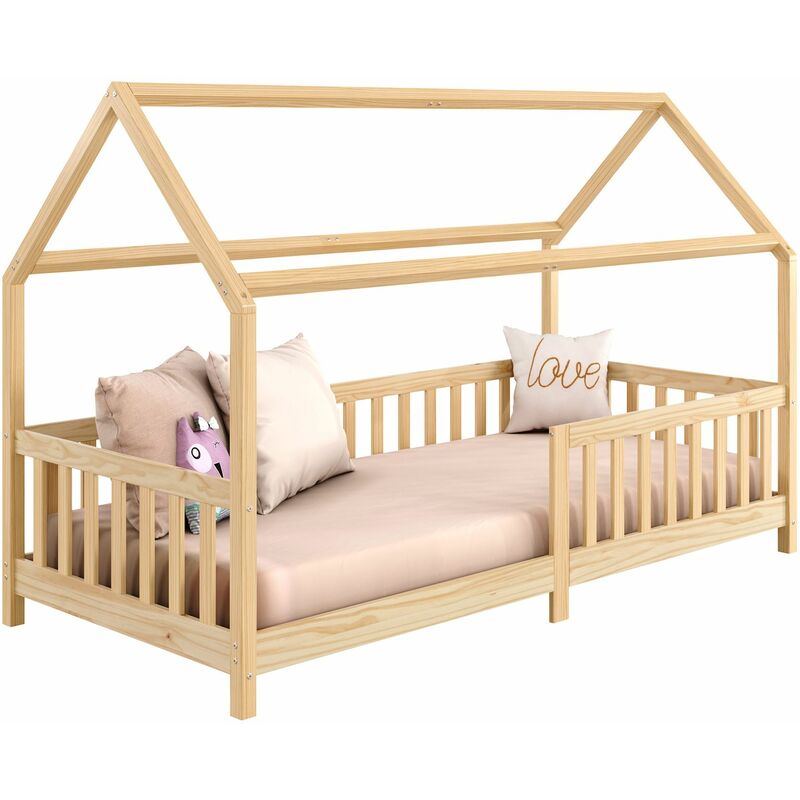 Idimex - Lit cabane nina 90 x 190 cm, en pin massif finition naturelle