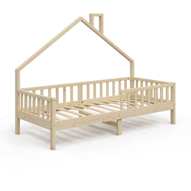 Lit de maison Noemi, Naturel bois, 90x200 cm Vitalispa