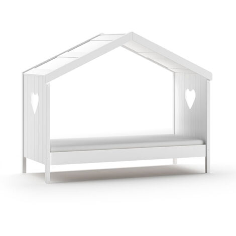 Lit cabane ouvert 90x200 sommier inclus Vipack Amori Blanc