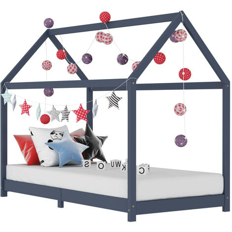 Lit cabane pin massif gris 90x200 cm Maouze