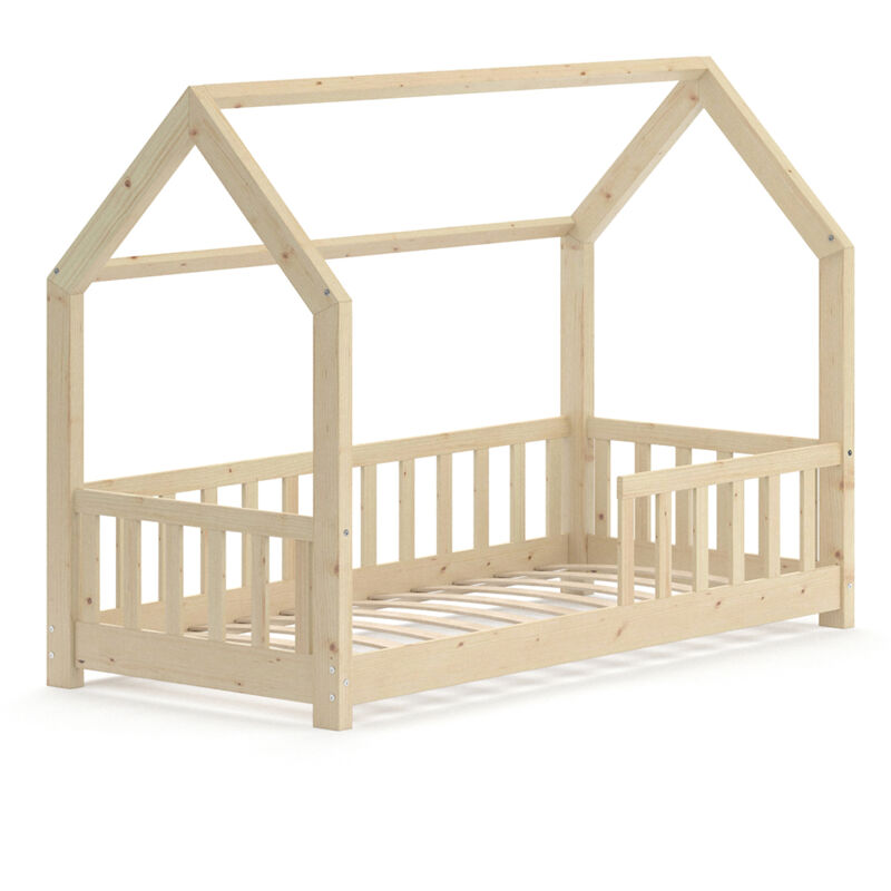 Lit cabane Wiki, Naturel bois, 80x160 cm Vitalispa