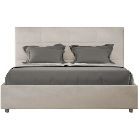 Lit capitonné microfibre Mira-Couleur Beige clair-120x190