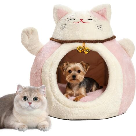 Lit Caverne pour Chat d'hiver Tanière De Lapin Semi Fermée,Abri Temps