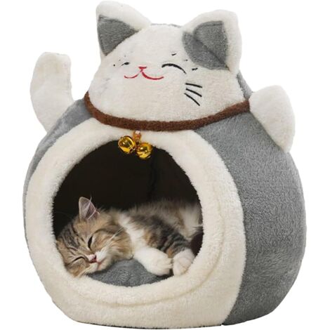Lit chaud pour chat pour l'hiver - grotte à lapin partiellement fermée -