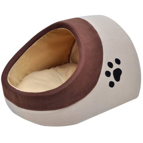 Dôme chaud en polaire pour chat beige et marron Maison Niche Panier pour chat