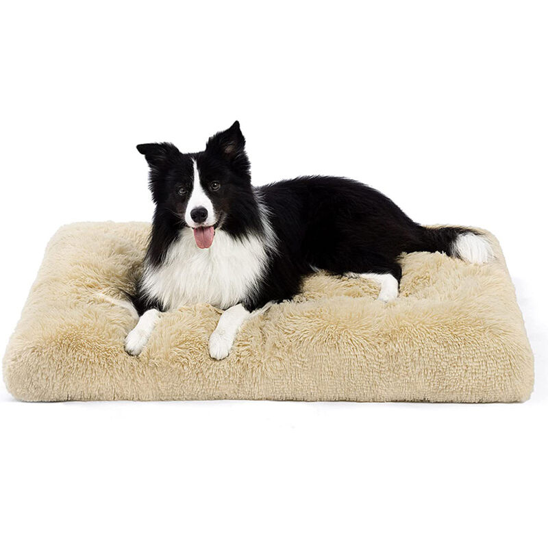 Lit chien grand matelas lavable peluche fond antidérapant anti-anxiété