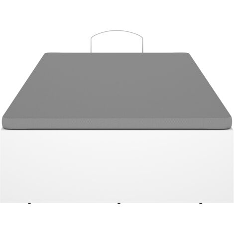 Lit coffre 1 place 90x190 avec sommier relevable, coloris blanc/graphite - Hauteur 32 x Longueur 89 x Profondeur 190 cm